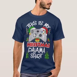This is My Christmas Pajama Santa Hat Gamer Video  T-Shirt