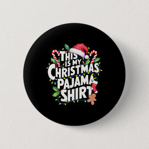This Is My Christmas Pajama Santa Hat Matching Fam 6 Cm Round Badge