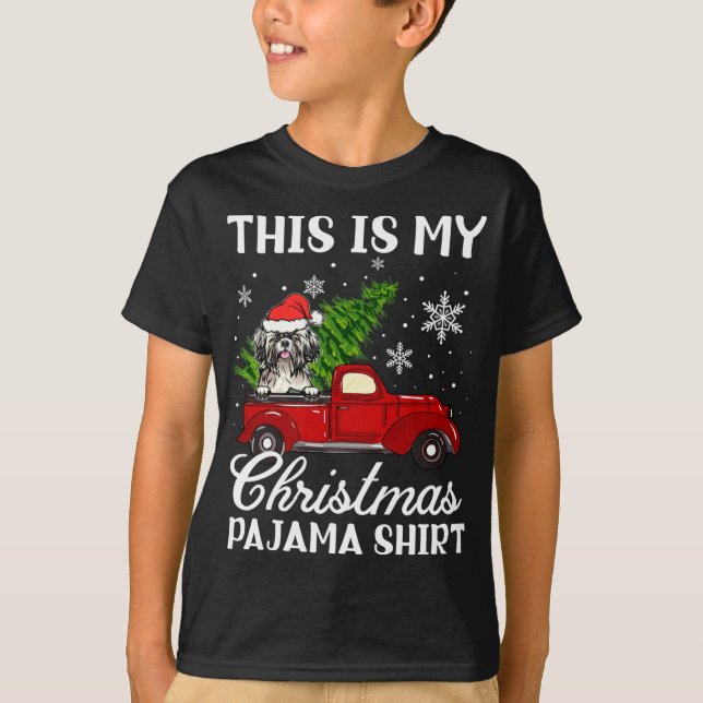This is My Christmas Pajama Santa Hat Red Truck Xm T-Shirt (Front)