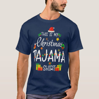 This Is My Christmas Pajama Santa Hat Xmas Light T-Shirt