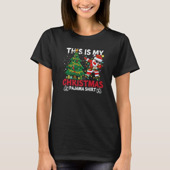 This Is My Christmas Pajama Santa Hat Xmas PJ cost T-Shirt (Front)