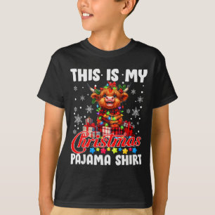 This Is My Christmas Pajama Santa Highland Cow Chr T-Shirt