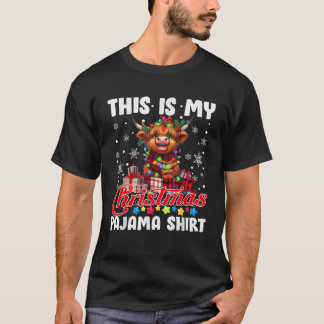 This Is My Christmas Pajama Santa Highland Cow Chr T-Shirt