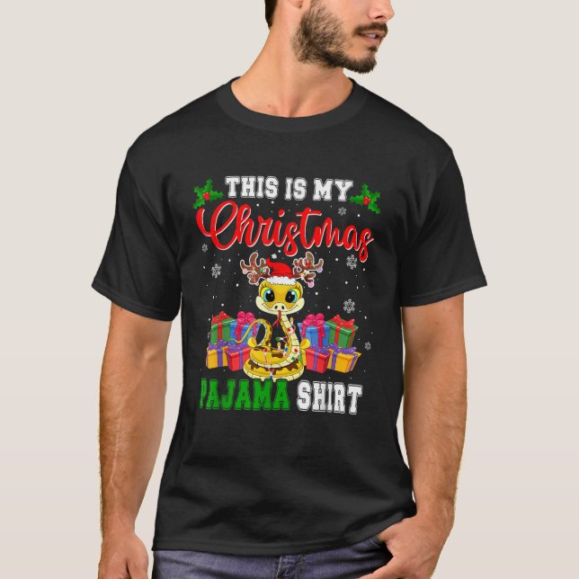 This Is My Christmas Pajama Santa Reindeer Snake L T-Shirt (Front)