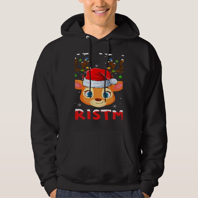 This Is My Christmas Pajama  Santa Reindeer Xmas Hoodie (Front)