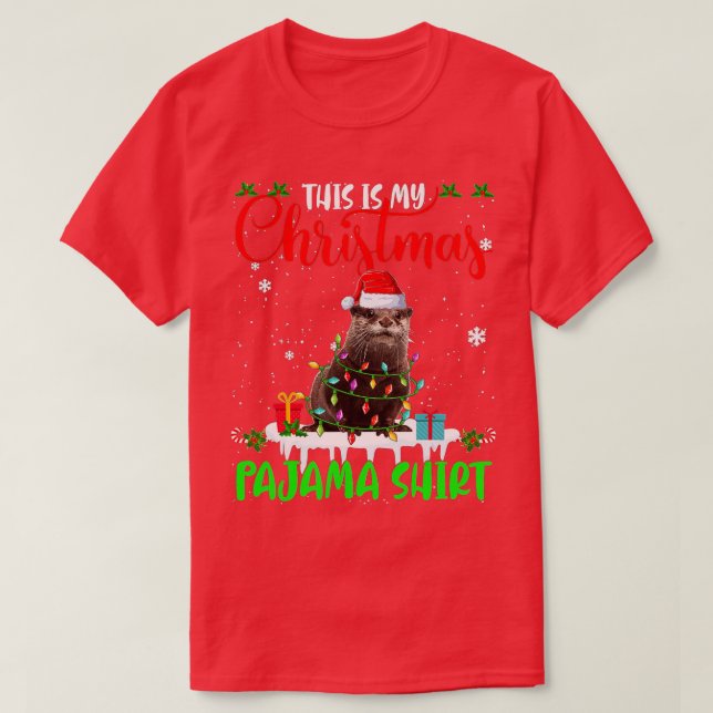 This Is My Christmas Pajama Santa Xmas Lights Ott T-Shirt (Design Front)