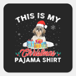 This Is My Christmas Pajama Shih Tzu Dog Mum Dad . Square Sticker