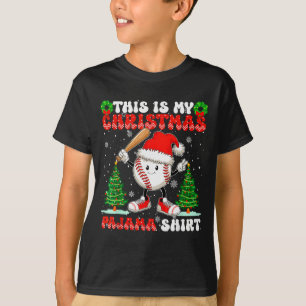 This Is My Christmas Pajama Shirt Baseball Boys Me