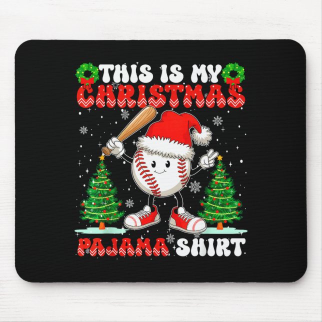 This Is My Christmas Pajama Shirt Baseball Boys Me Mouse Pad (Front)