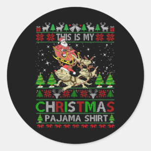 This Is My Christmas Pajama Shirt Bearded Dragon S Classic Round Sticker