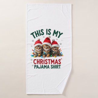 This Is My Christmas Pajama Shirt Cat Lover Funny Bath Towel
