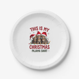This Is My Christmas Pajama Shirt Cat Lover Funny Paper Plate