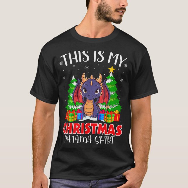 This Is My Christmas Pajama Shirt Dragon Xmas Pjs  (Front)