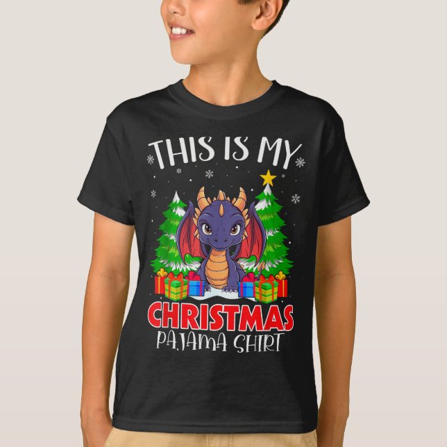 This Is My Christmas Pajama Shirt Dragon Xmas Pjs  (Front)