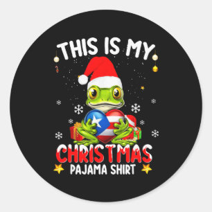 This Is My Christmas Pajama Shirt Fun Puerto Rico Classic Round Sticker