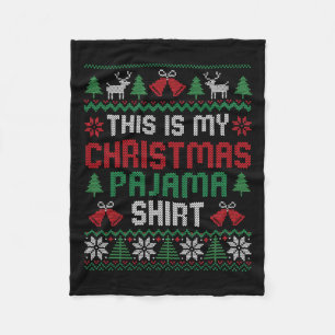 This Is My Christmas Pajama Shirt Funny Xmas Pjs M Fleece Blanket