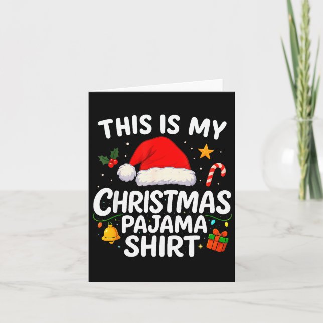 This Is My Christmas Pajama Shirt Lights Men Women Card (Front)