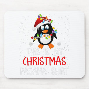 This Is My Christmas Pajama Shirt Penguins Santa G Mouse Pad