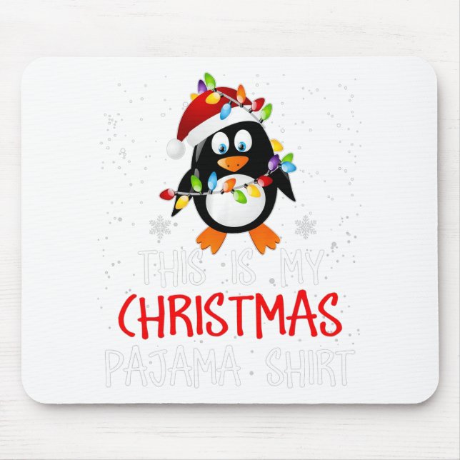 This Is My Christmas Pajama Shirt Penguins Santa G Mouse Pad (Front)