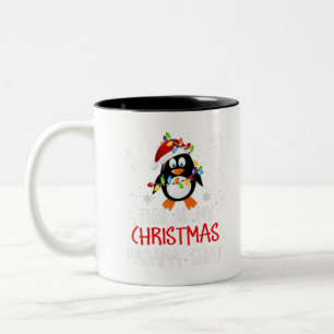 This Is My Christmas Pajama Shirt Penguins Santa G Two-Tone Coffee Mug