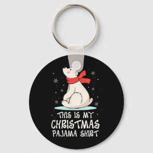 This Is My Christmas Pajama Shirt Polar Bear Funny Key Ring