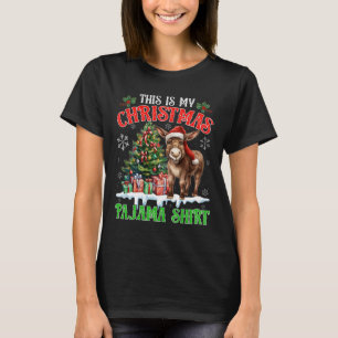 This Is My Christmas Pajama Shirt Santa Donkey Far