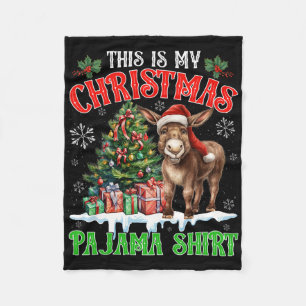 This Is My Christmas Pajama Shirt Santa Donkey Far Fleece Blanket