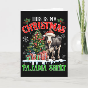 This Is My Christmas Pajama Shirt Santa Hat Cow Fa Card