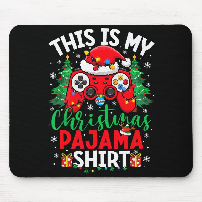 This Is My Christmas Pajama Shirt Santa Hat Video  Mouse Pad (Front)