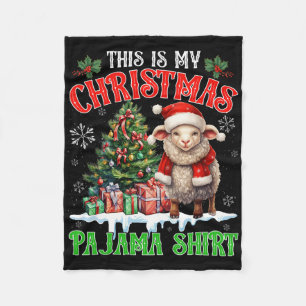 This Is My Christmas Pajama Shirt Santa Sheep Farm Fleece Blanket