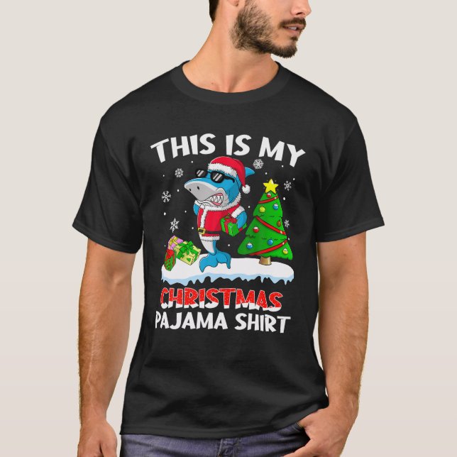 This Is My Christmas Pajama Shirt Shark Santa Gift (Front)