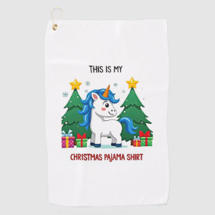 This is My Christmas Pajama Shirt Unicorn Xmas PJs Golf Towel