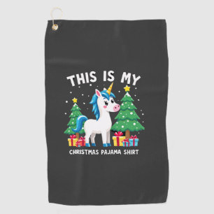 This is My Christmas Pajama Shirt Unicorn Xmas PJs Golf Towel