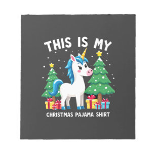 This is My Christmas Pajama Shirt Unicorn Xmas PJs Notepad
