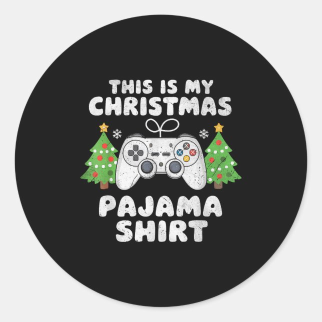 This Is My Christmas Pajama Shirt Video Game Boys  Classic Round Sticker (Front)