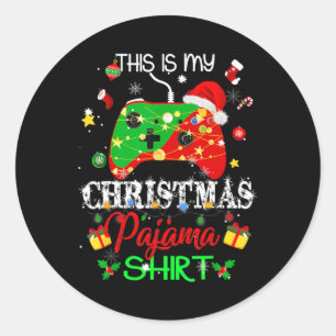 This Is My Christmas Pajama Shirt Video Game Santa Classic Round Sticker