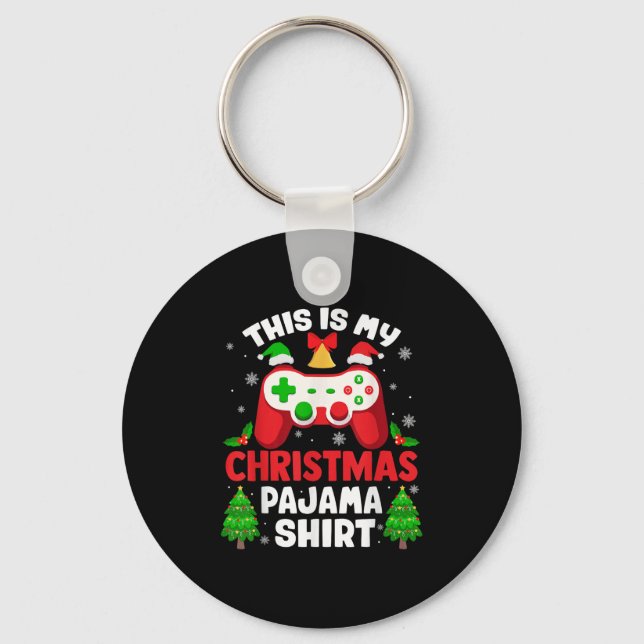 This Is My Christmas Pajama Shirt Video Gamer Gami Key Ring (Front)