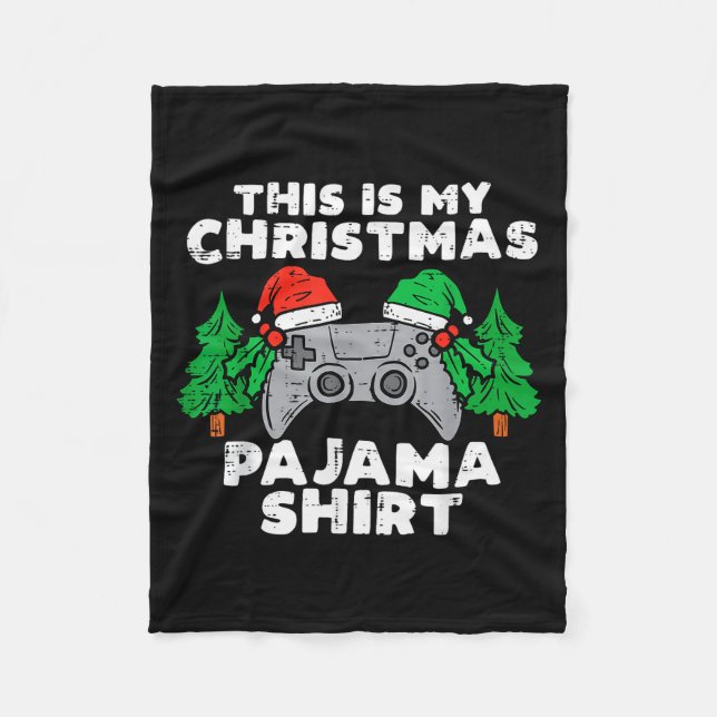 This Is My Christmas Pajama Shirt Video Games Boys Fleece Blanket (Front)