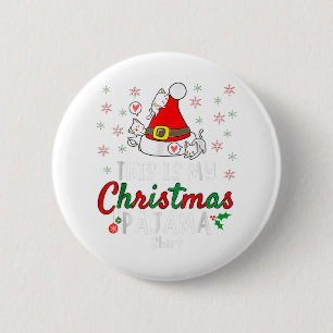 This Is My Christmas Pajama Shirt Xmas Cats Santa 6 Cm Round Badge