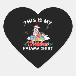 This Is My Christmas Pajama Siberian Husky Dog Mum Heart Sticker