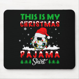 This Is My Christmas Pajama Soccer Santa Hat Xmas Mouse Pad