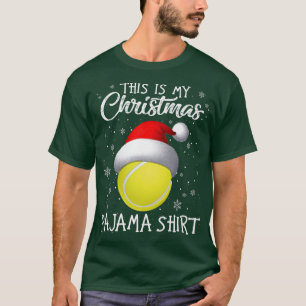 This Is My Christmas Pajama Tennis Santa Hat Snow  T-Shirt