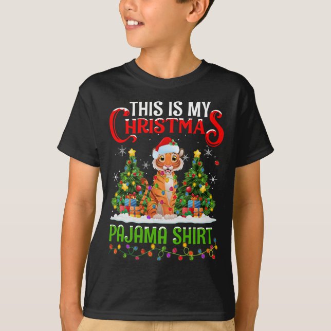 This Is My Christmas Pajama Tiger Christmas T-Shirt (Front)