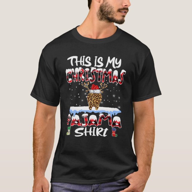 This Is My Christmas Pajama Tooth Leopard Dentist T-Shirt (Front)