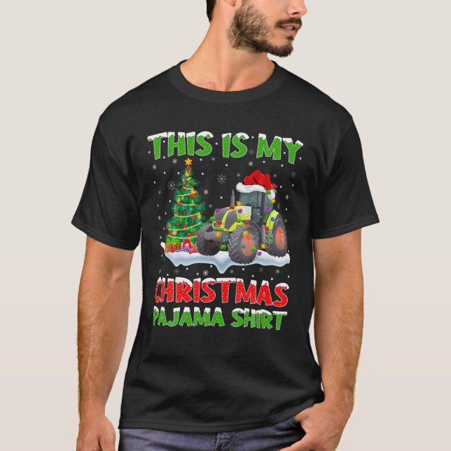 This Is My Christmas Pajama Tractor Christmas T-Shirt (Front)