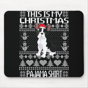 This Is My Christmas Pajama Ugly Xmas French Bull  Mouse Pad