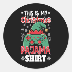 This Is My Christmas Pajama Video Game Gamer Boys Classic Round Sticker