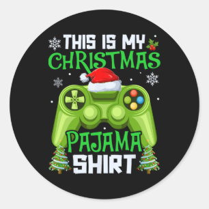 This Is My Christmas Pajama Video Game Gamer Men B Classic Round Sticker
