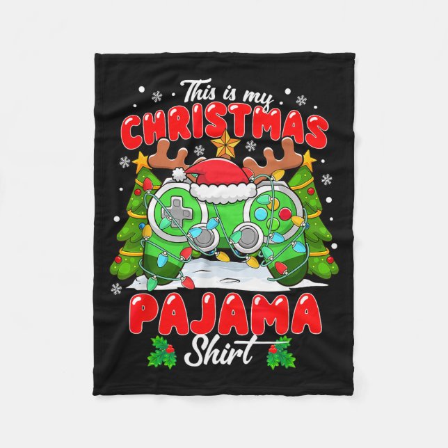 This Is My Christmas Pajama Video Game Gamer Men B Fleece Blanket (Front)