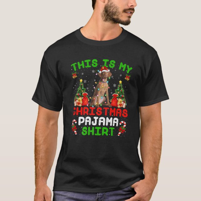 This Is My Christmas Pajama Vizsla Dog Christmas T-Shirt (Front)